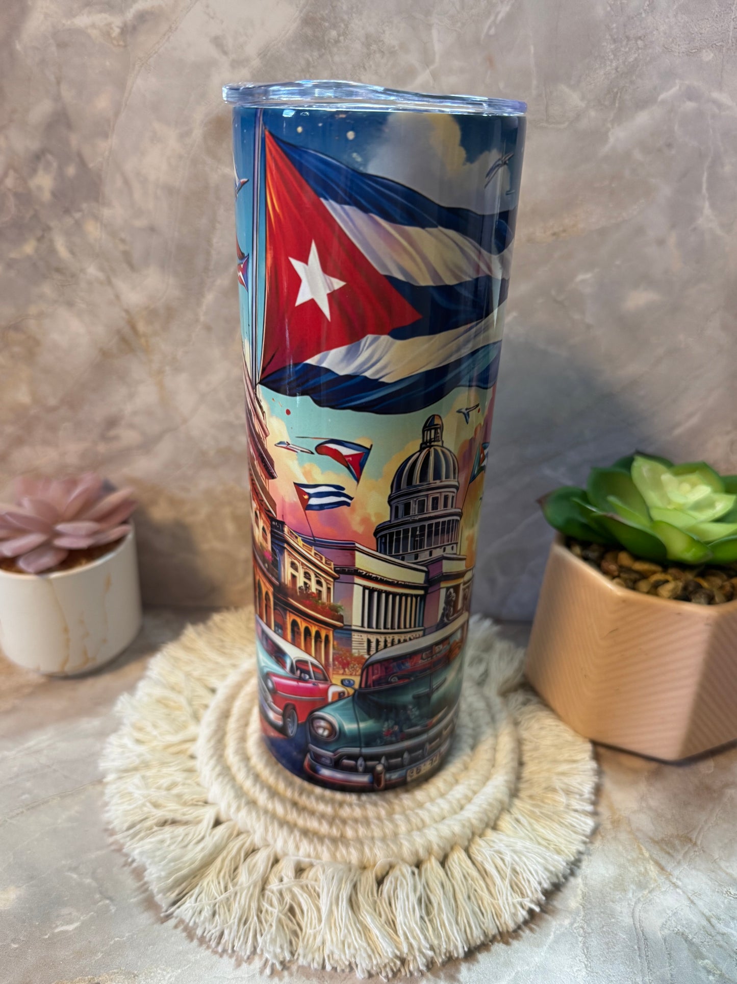 20oz Cuban Flag Stainless Steel Tumbler