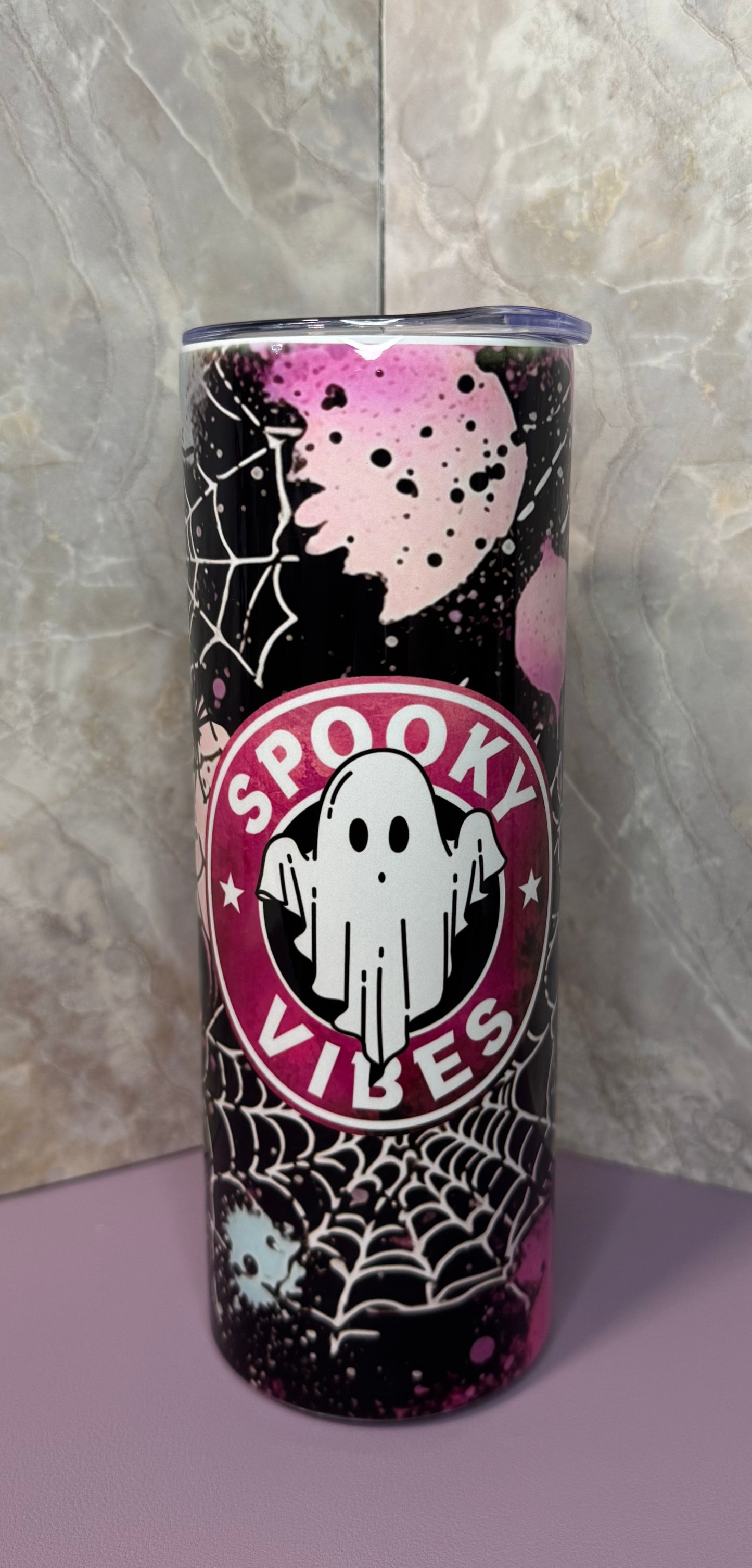 Spooky Vibes Ghost Stainless Steel 20oz Tumbler