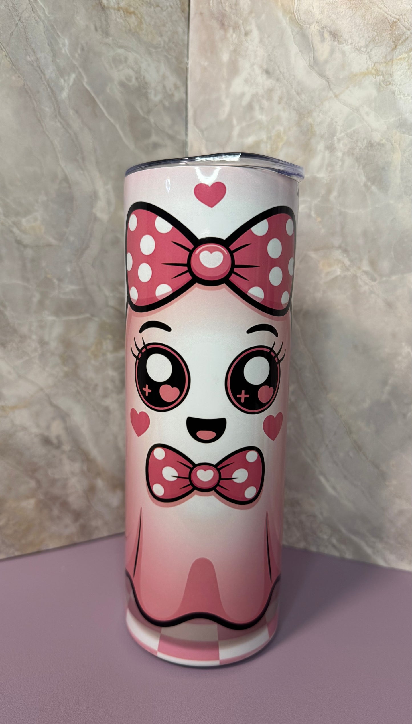 Pink Cute Ghost Stainless Steel 20oz Tumbler