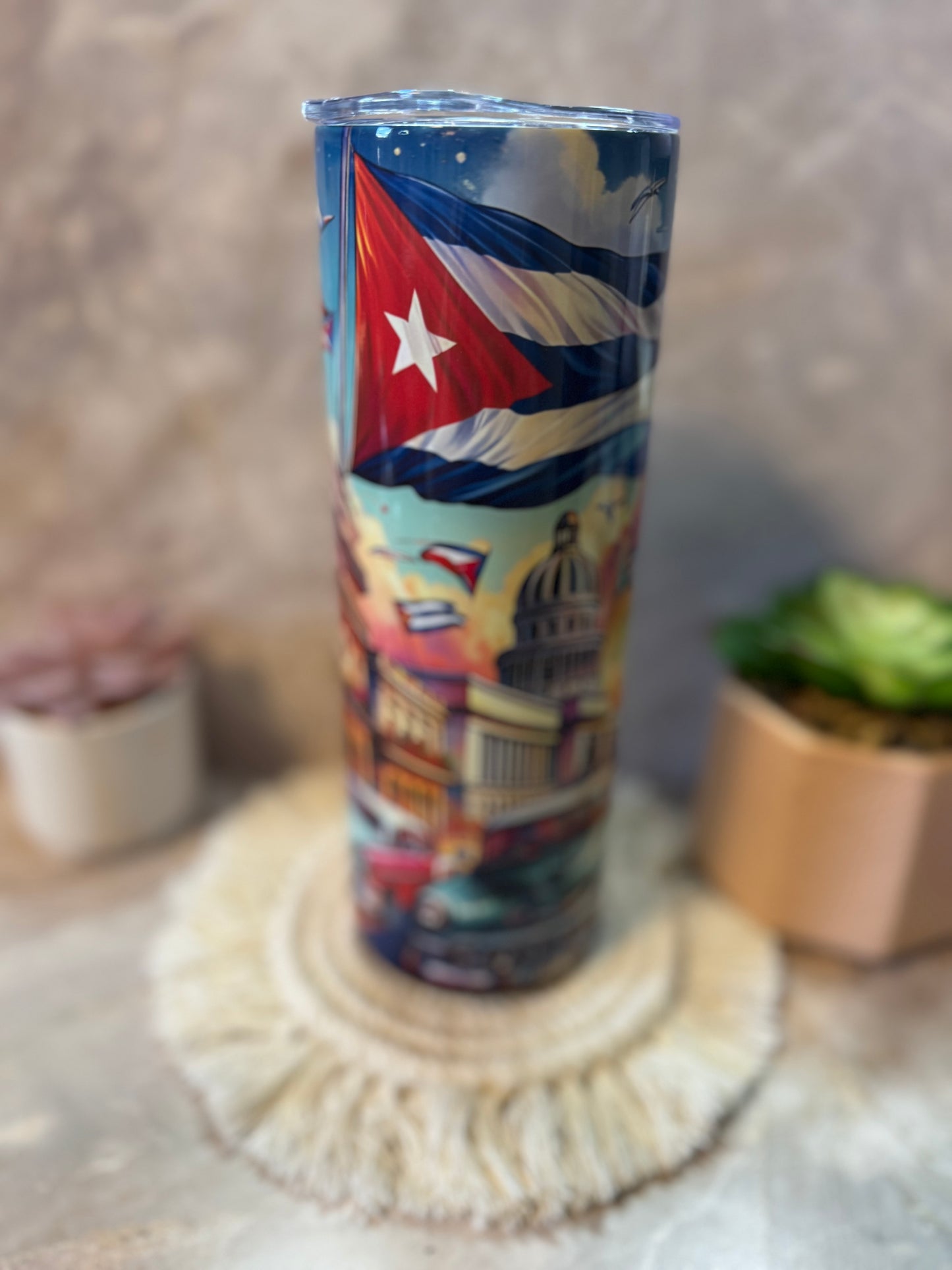 20oz Cuban Flag Stainless Steel Tumbler