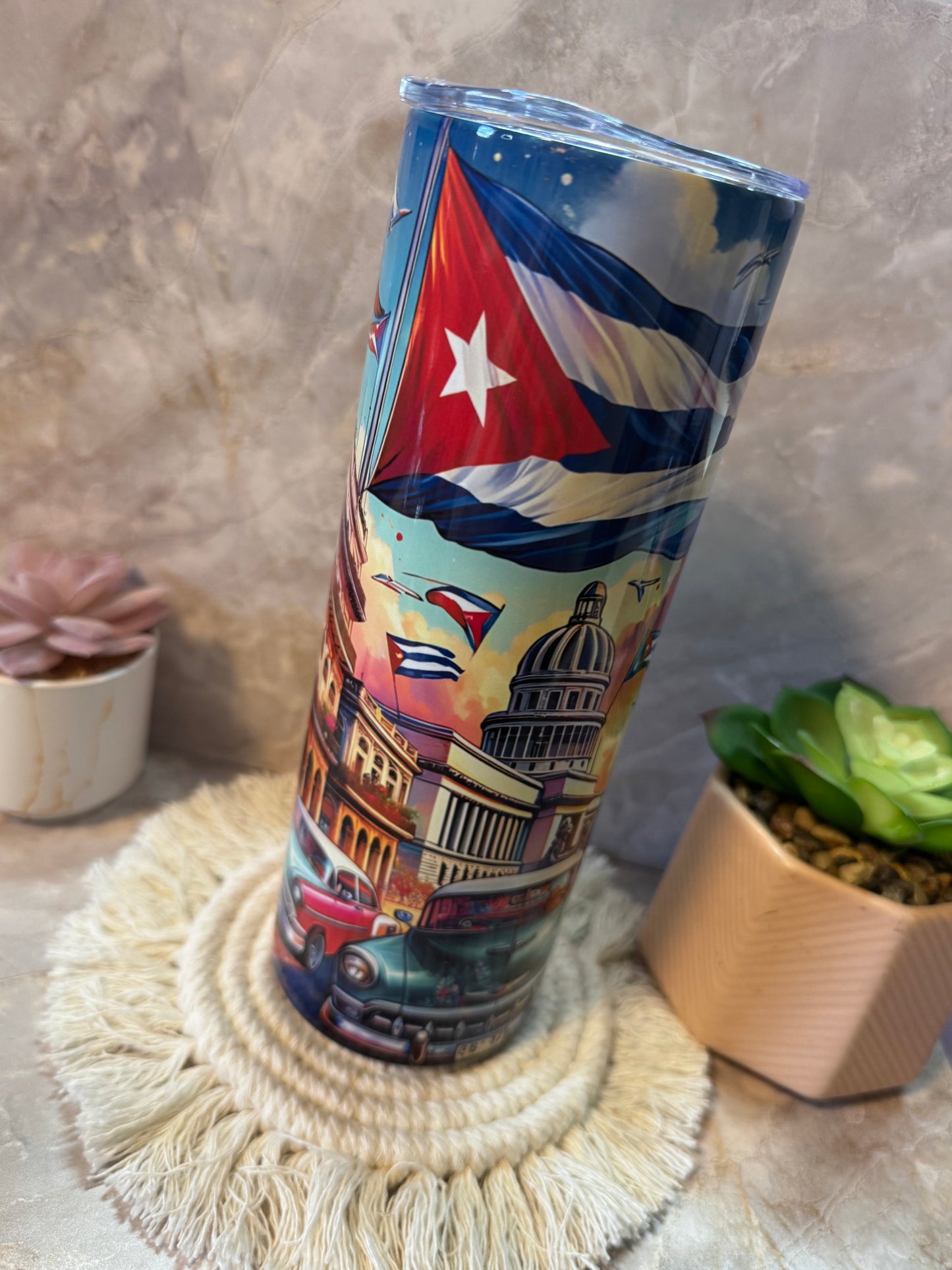 20oz Cuban Flag Stainless Steel Tumbler