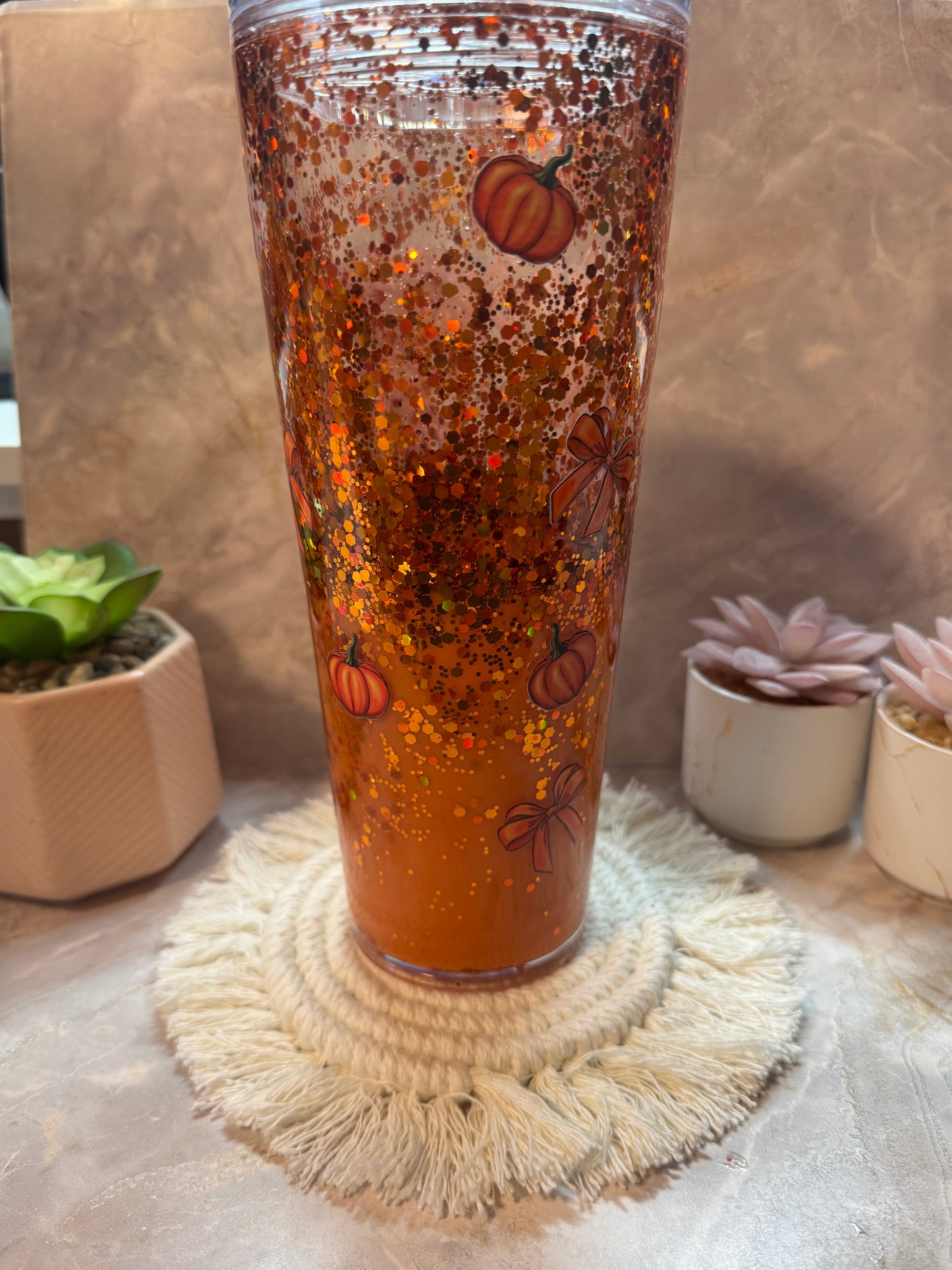 Pumpkin Patch Acrylic Tumbler 24oz | Orange Lava Drip Cup | Fall Glitter Cup | Halloween Gift Idea