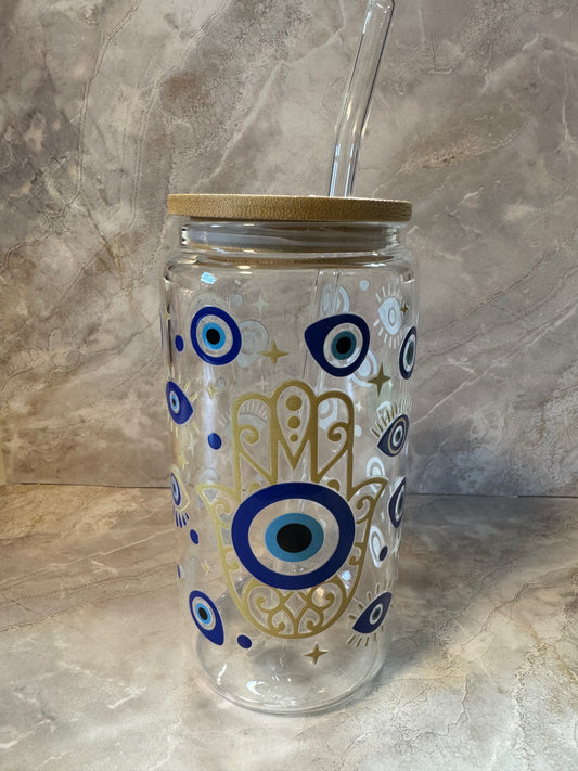 Hamsa Hand Glass Cup