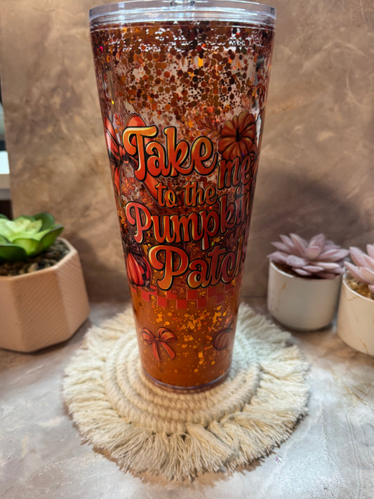 Pumpkin Patch Acrylic Tumbler 24oz | Orange Lava Drip Cup | Fall Glitter Cup | Halloween Gift Idea