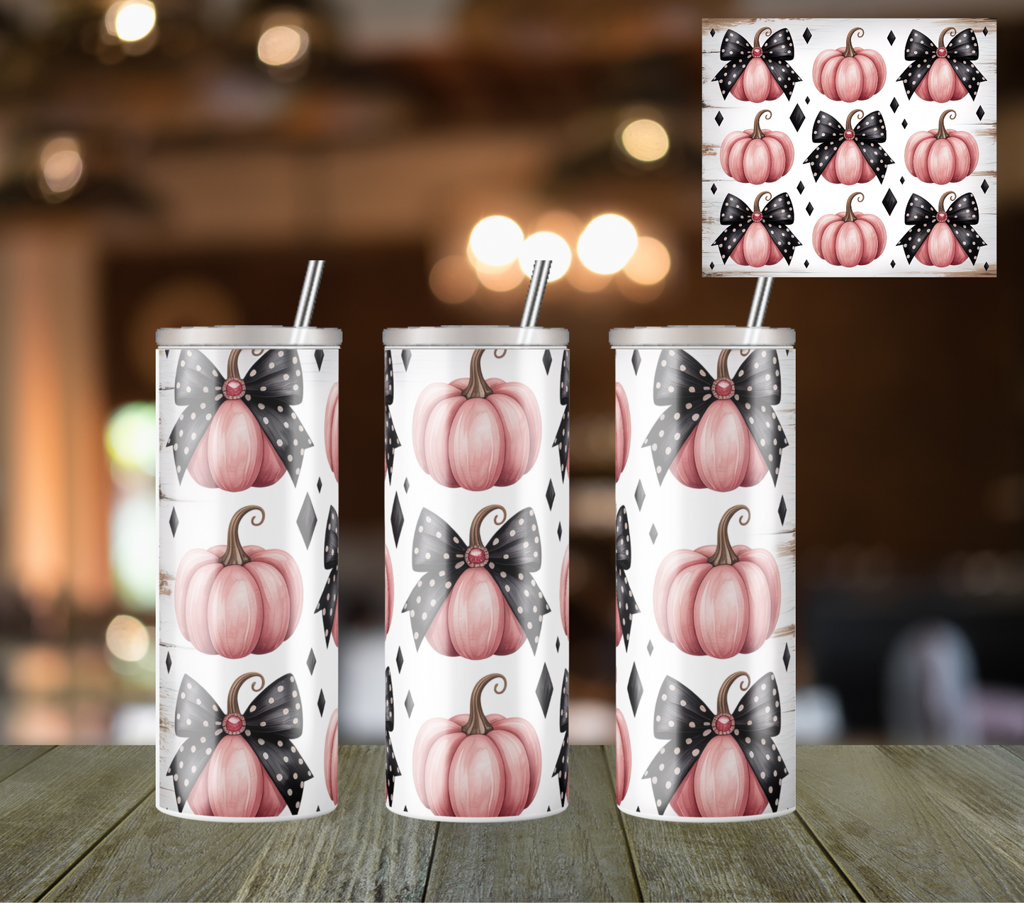 20oz Pumpkin Bow Sublimation Transfer Wrap