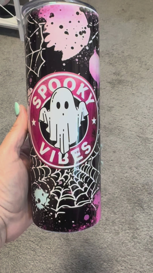 Spooky Vibes Ghost Stainless Steel 20oz Tumbler