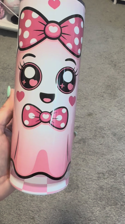 Pink Cute Ghost Stainless Steel 20oz Tumbler