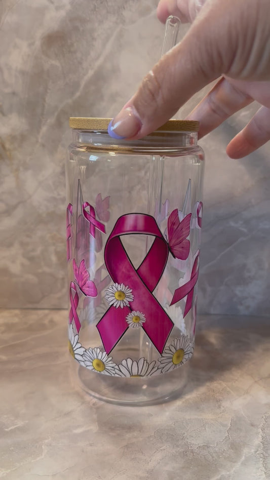Breast Cancer Fighter Glass Cup