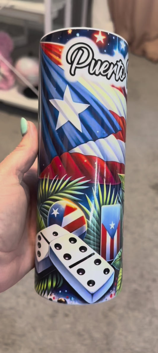 20oz Puerto Rican Flag Stainless Steel Tumbler